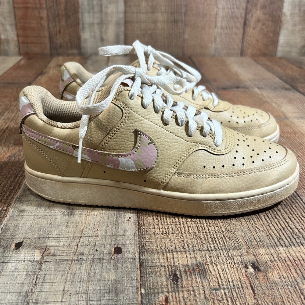 Nike Court Vision Low Sesame Camo Tan Pink Women's Size 8 DX3734-200